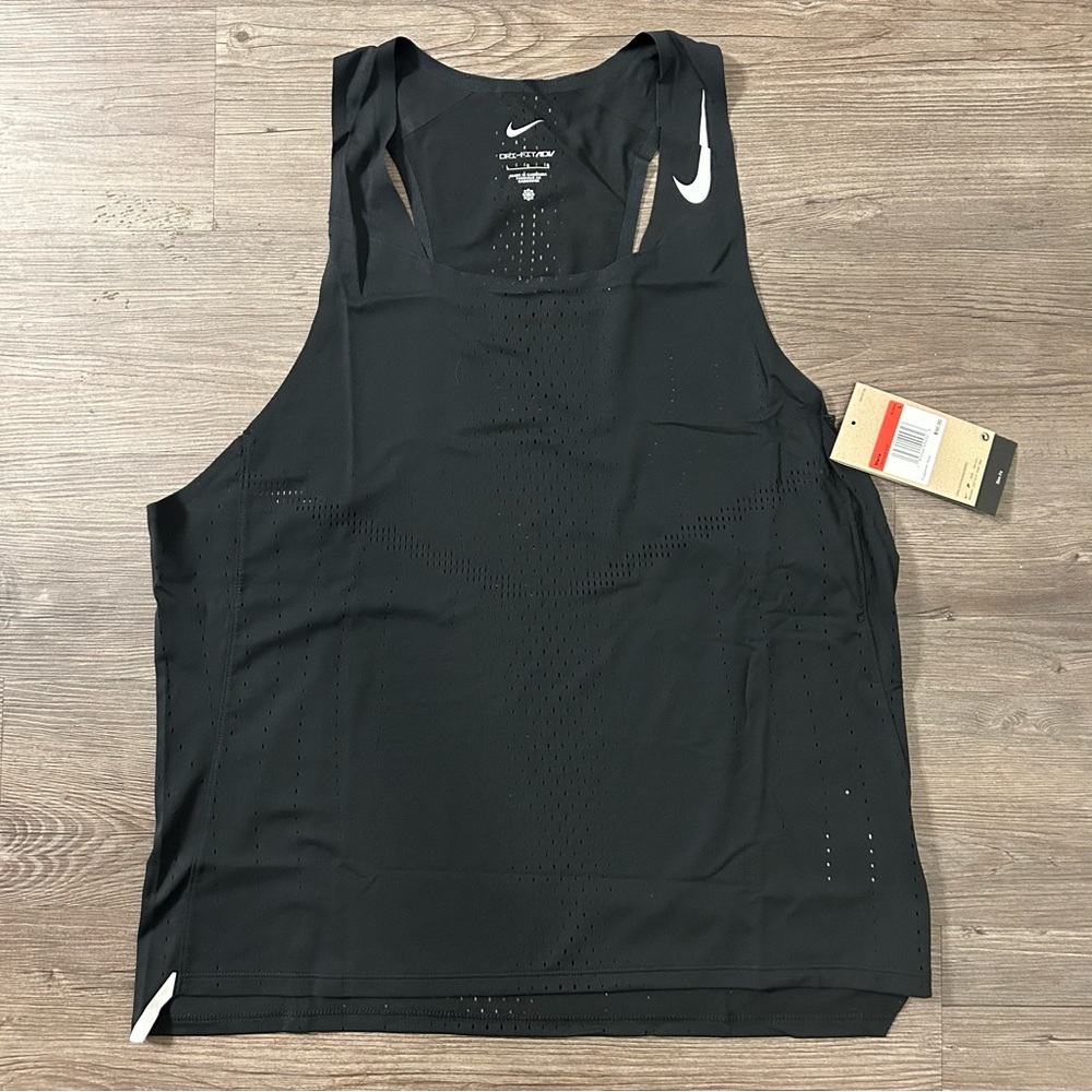 Nike Dri-FIT ADV AeroSwift Men's Large Racing Vest Black/White DM4624-010 NEW